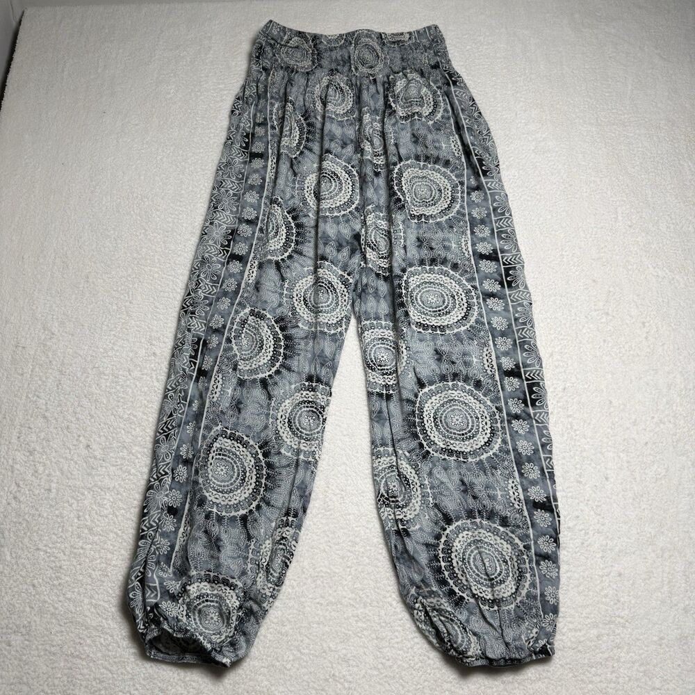 Lotus and Luna Womens Pull On Rayon Harem Pants S Boho Hippie Elastic Waist